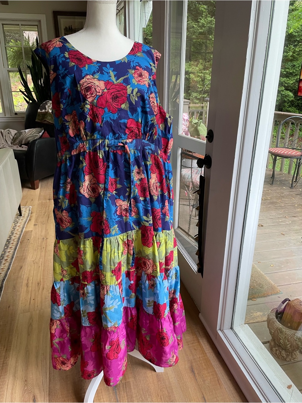 Woman Within Multicolor Floral Maxi Dress 100% cotton.  Like new
